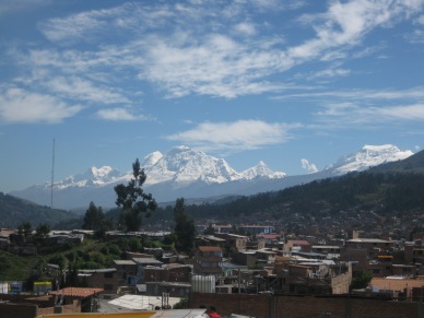 The view from my hostel terrace in Huaraz